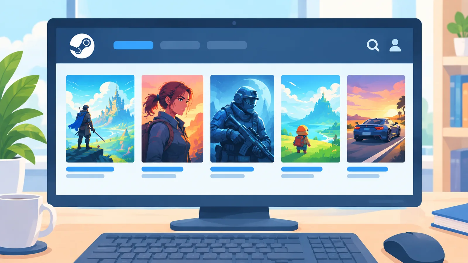 Pagina di un negozio digitale con copertine di videogiochi