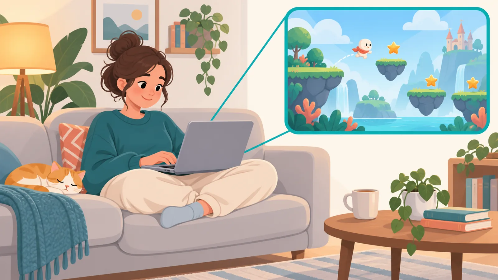 Persona che gioca a un titolo indie leggero su MacBook Air