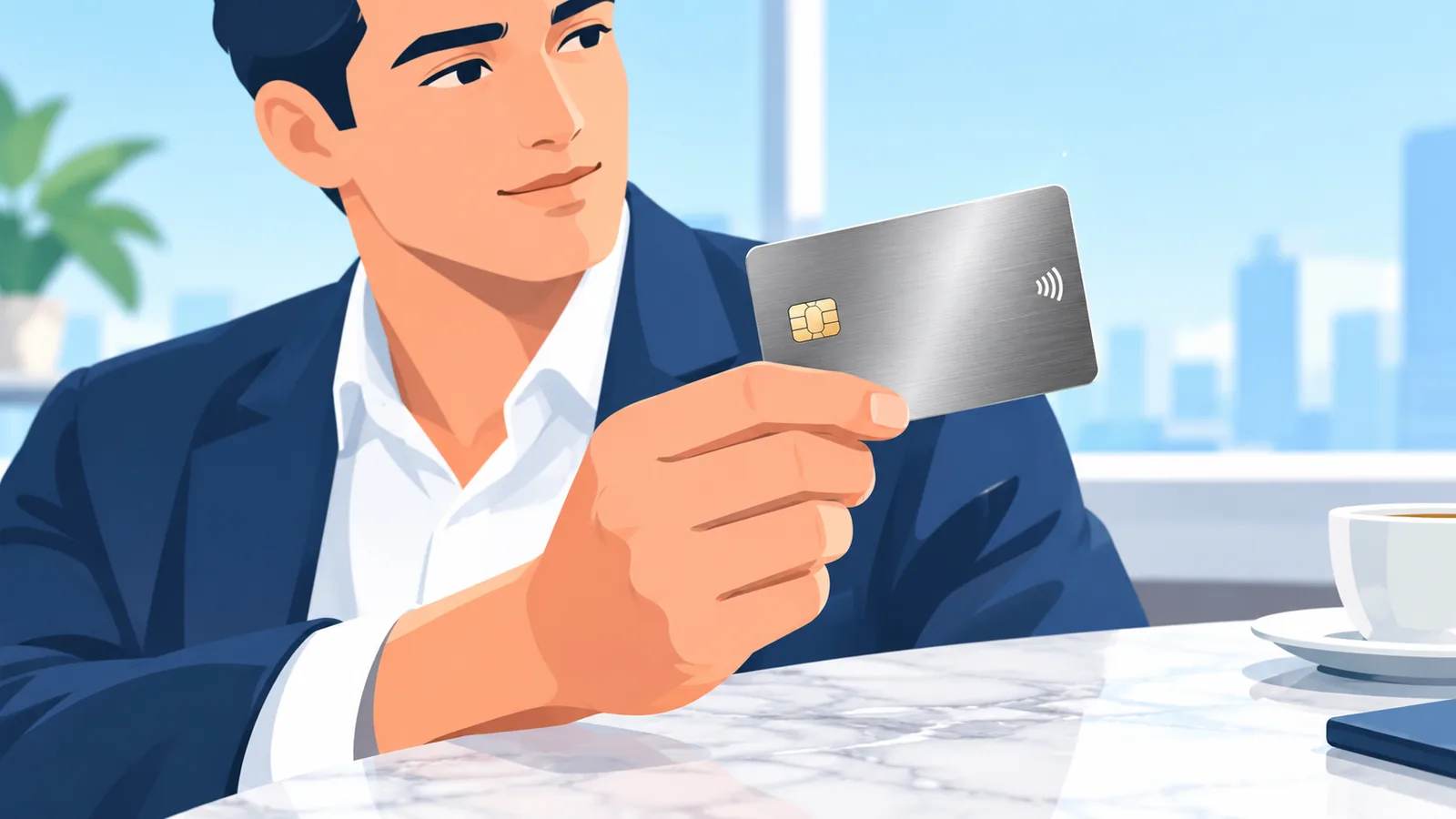 Persona che tiene in mano una carta di credito premium