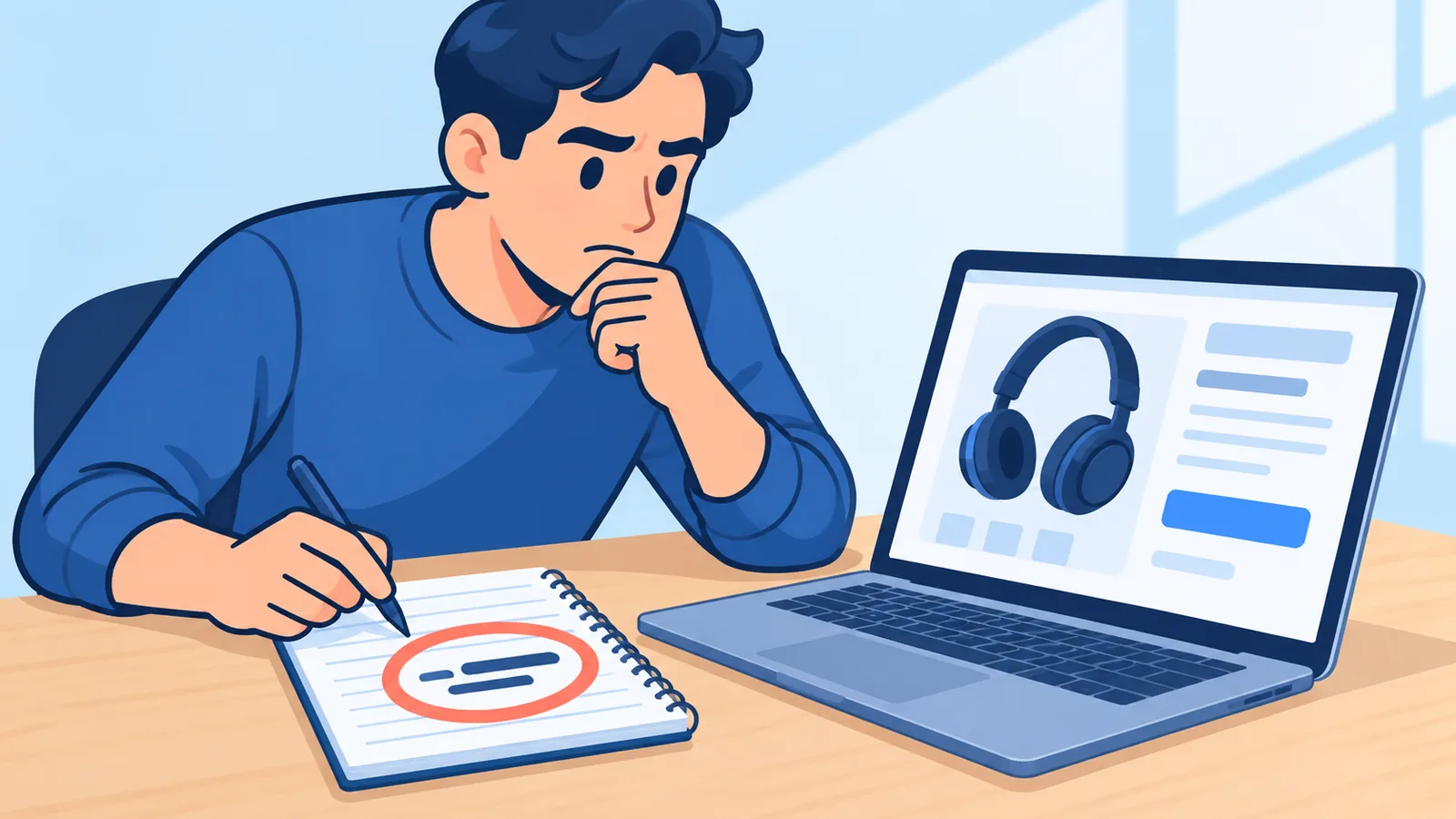Persona che confronta i prezzi di un prodotto elettronico sul computer