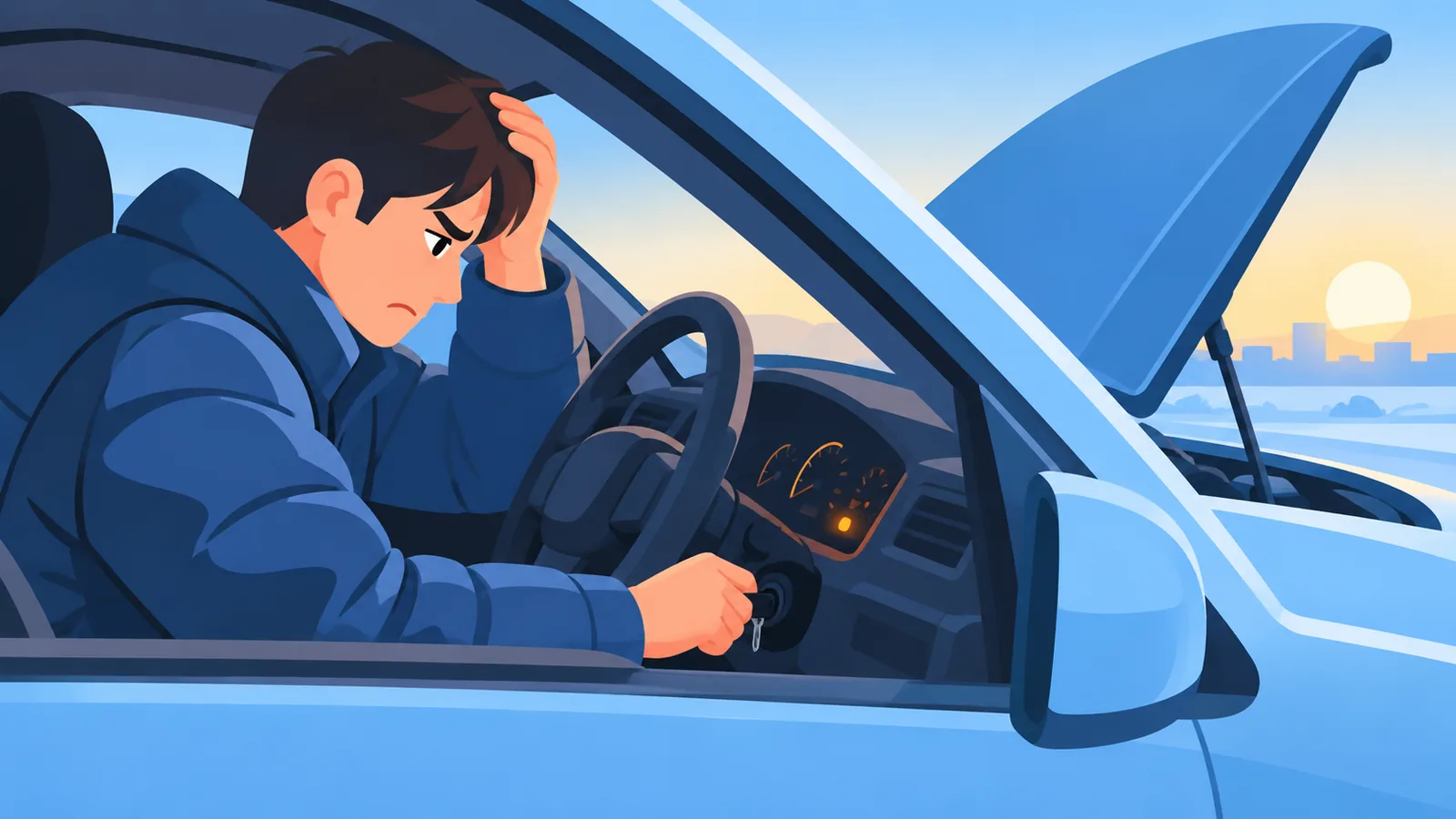 エンジンがかからず困っている運転者
