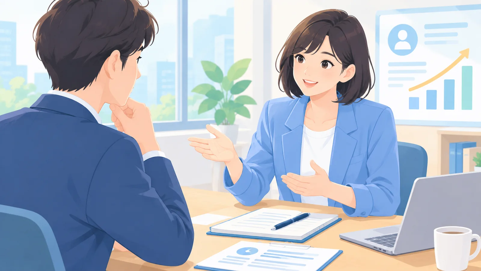 疑問を解決する相談風景