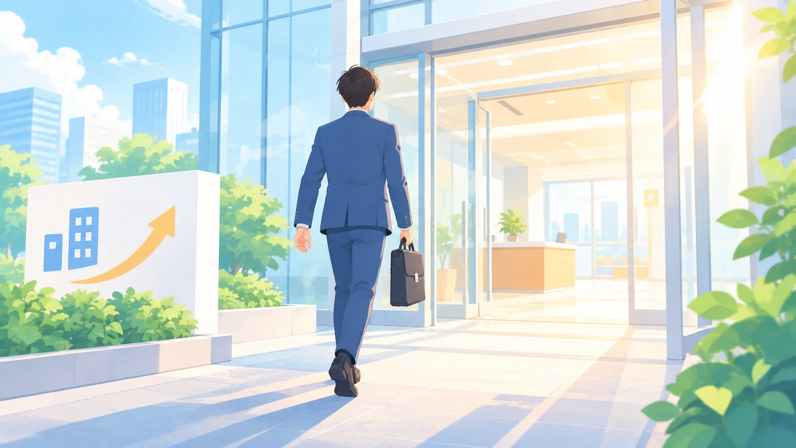 新しい一歩を踏み出す人物の後ろ姿
