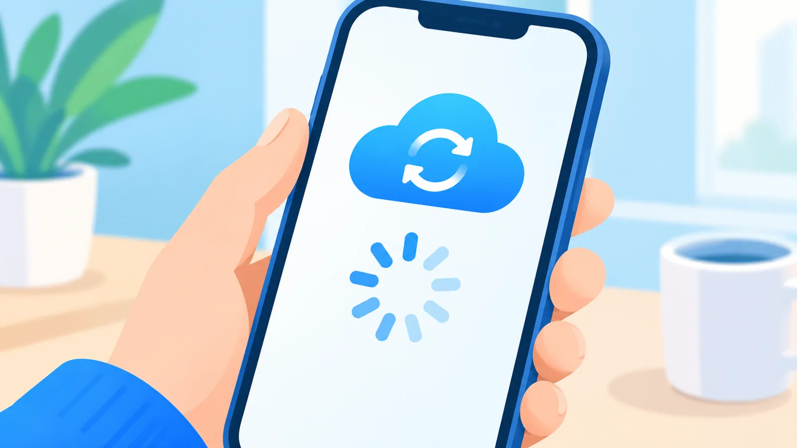 iCloud同期が止まる主な原因を示すスマートフォン画面