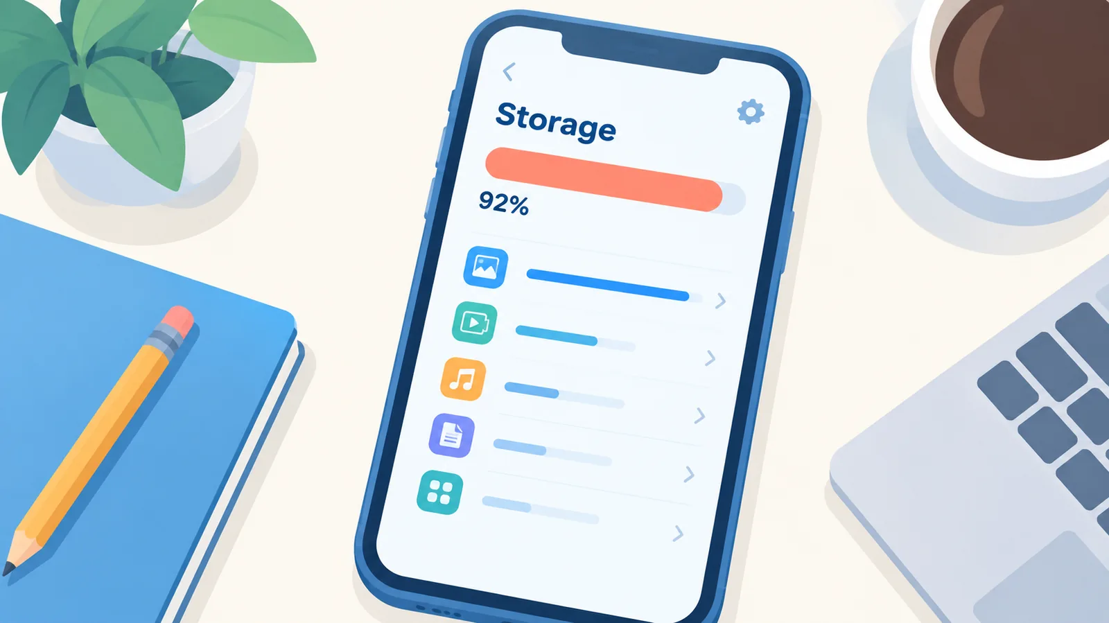 iCloudストレージの空き容量を確認する画面