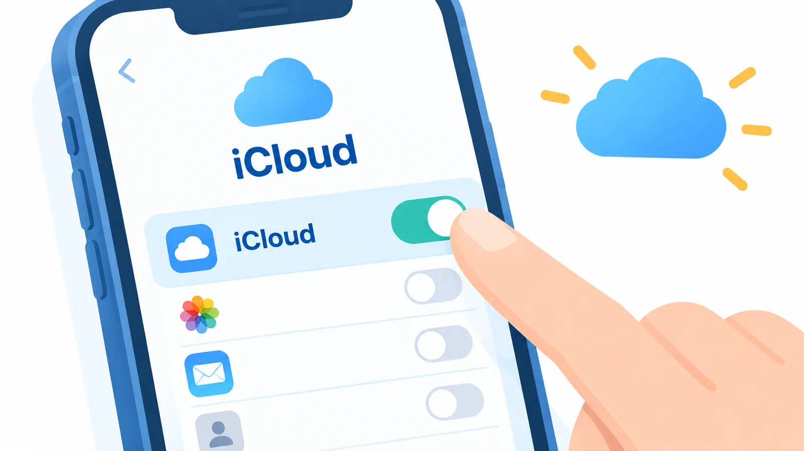 iCloud同期設定をオフ/オンにする操作