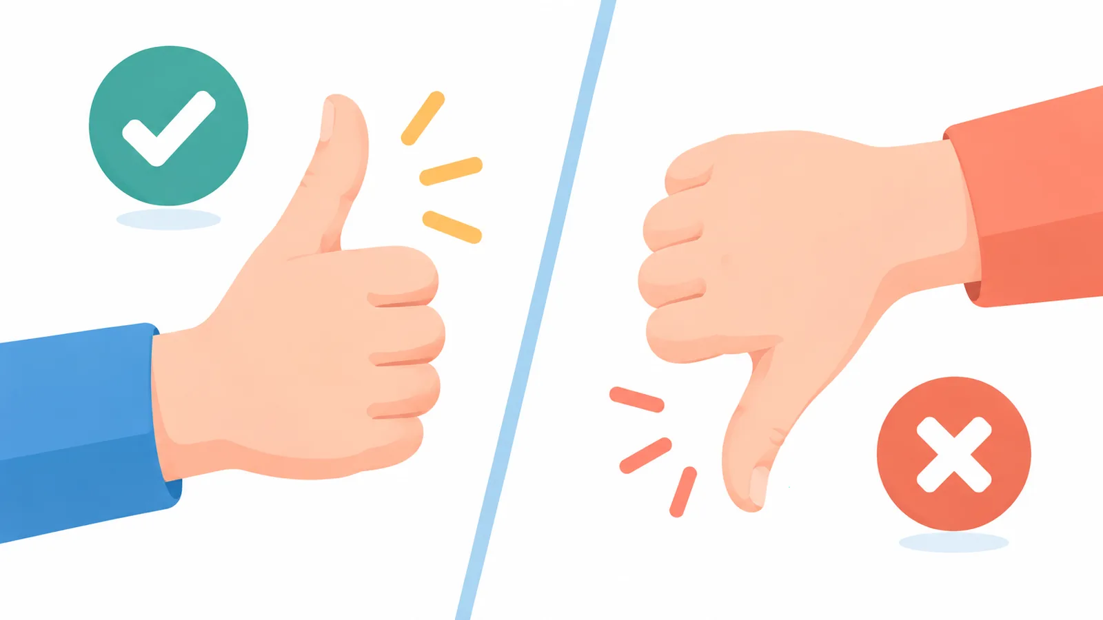 良い例と悪い例を比較するイメージ