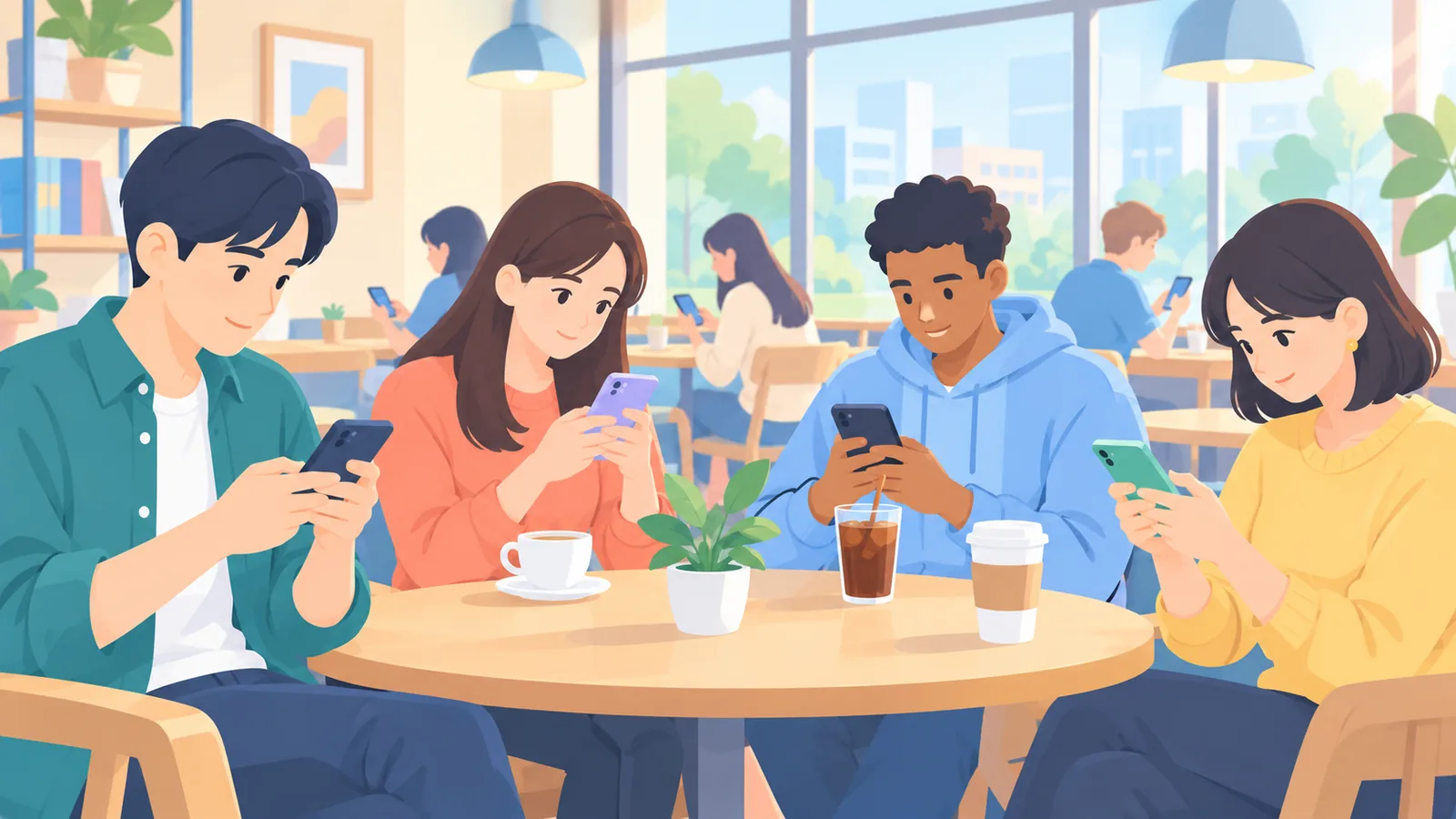 SNSを活用する人々の様子