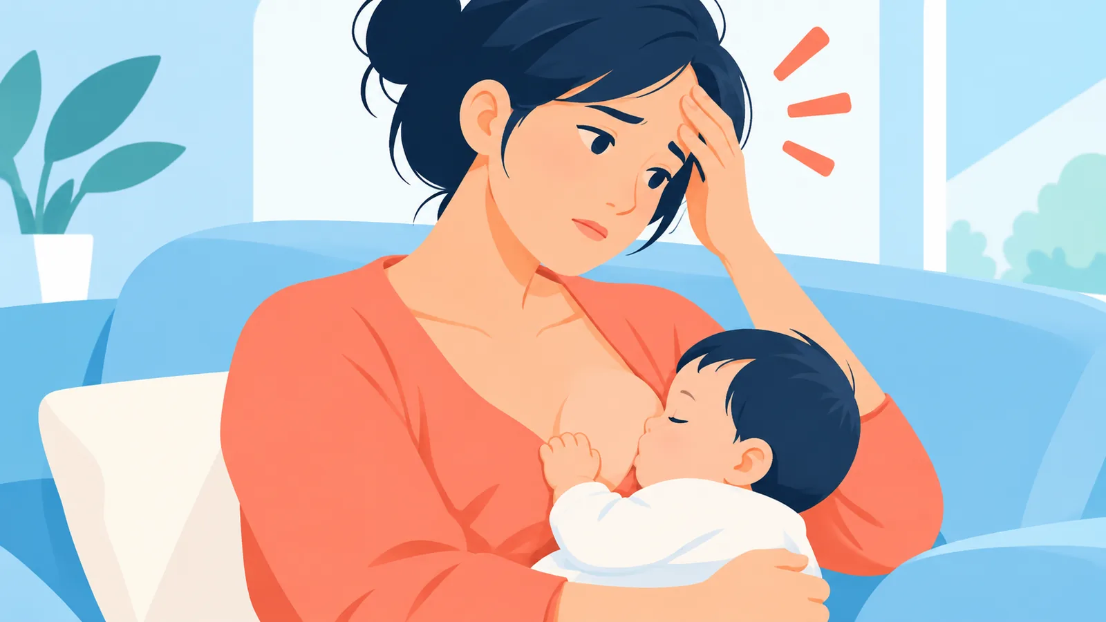 自宅の床でお腹周りを気にする女性