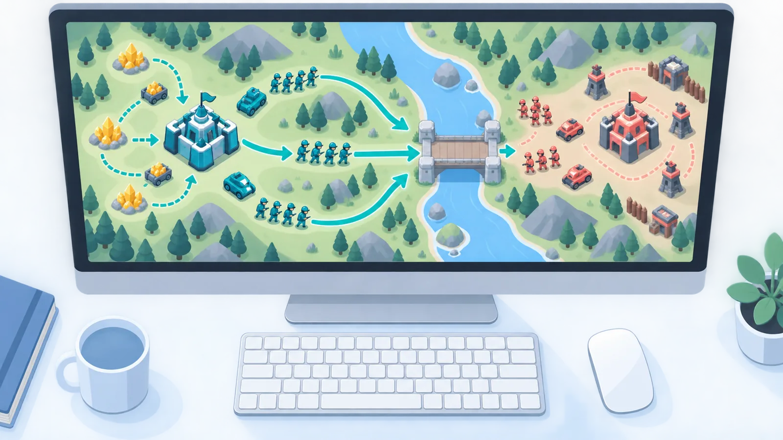 Macでストラテジーゲームを遊ぶ様子