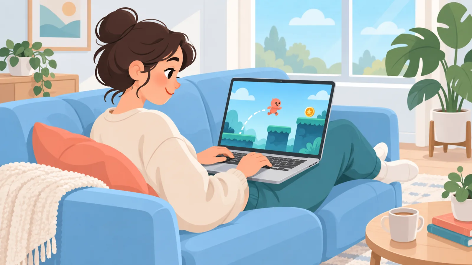 MacBook Airでインディーゲームを遊ぶ様子