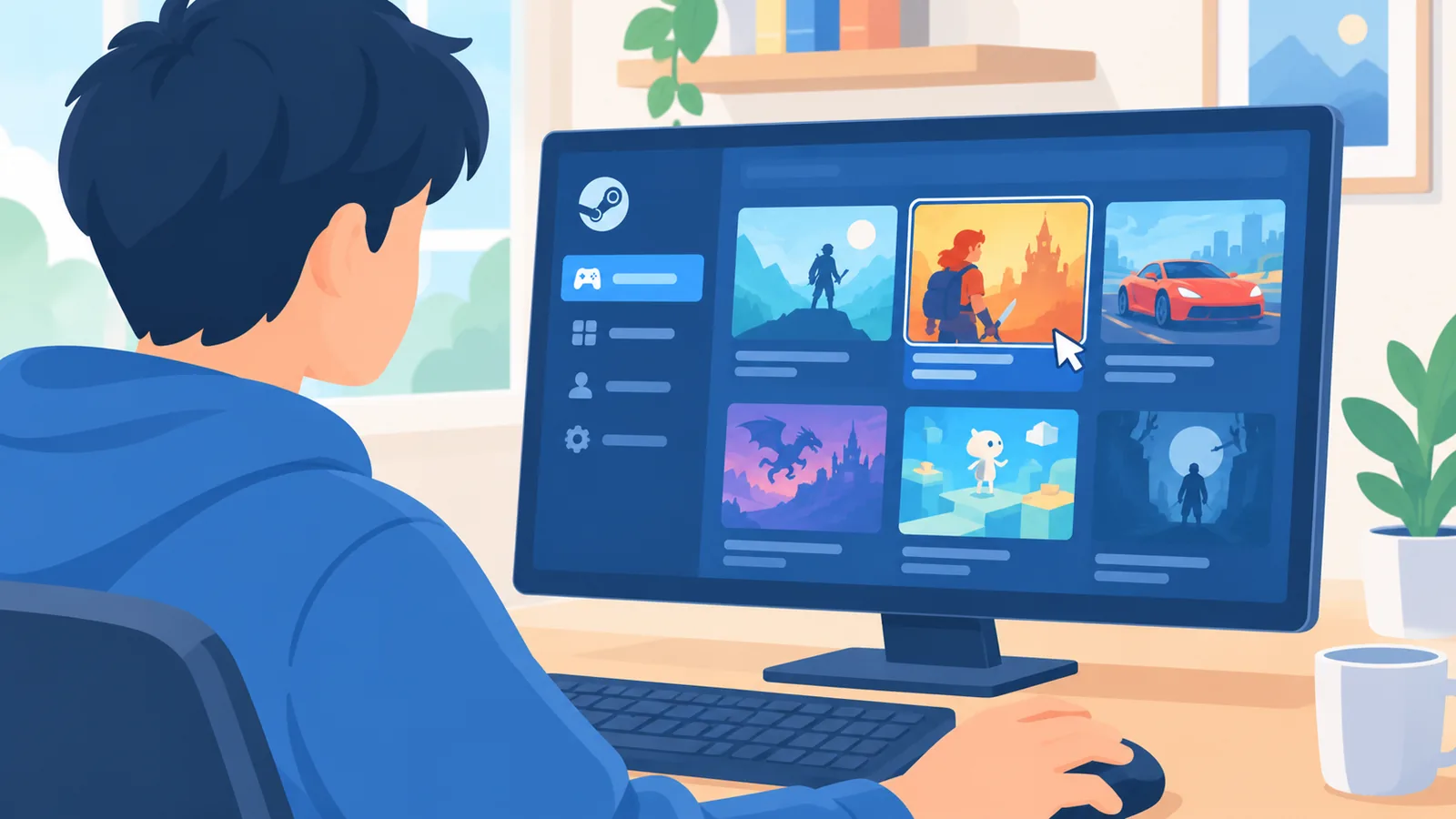 ゲームライブラリの一覧を確認している様子
