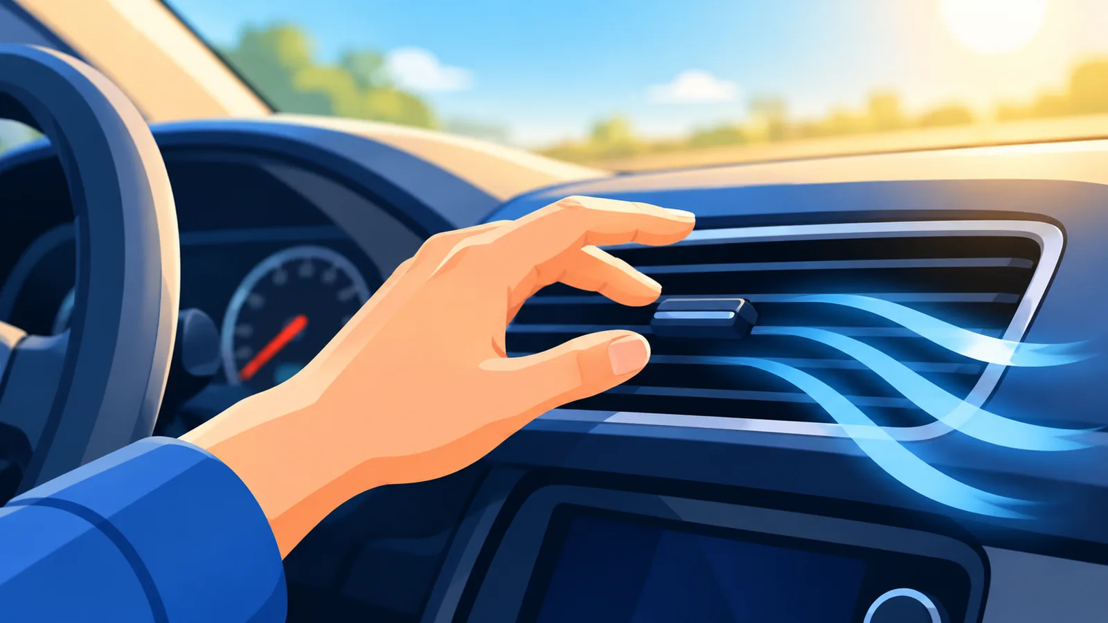Ruang dalam kereta yang selesa dengan cahaya matahari
