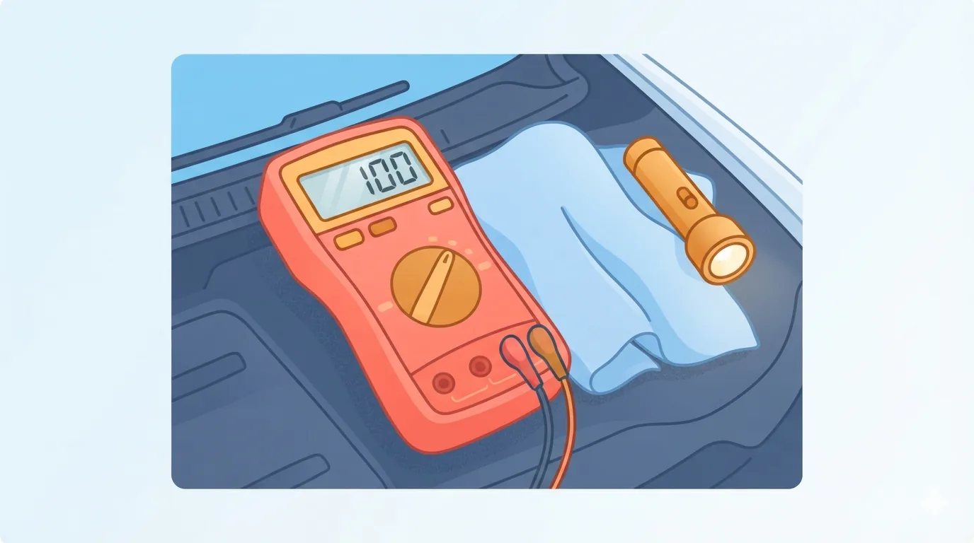 Benodigdheden voor het meten van accuspanning met een multimeter