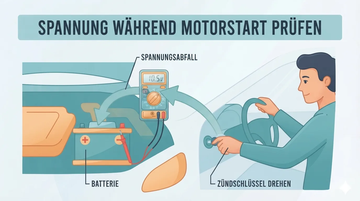 Spanning meten tijdens het starten van de auto