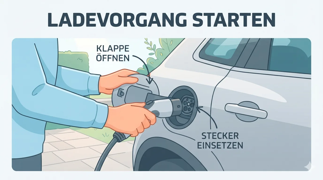 Handen die de laadkabel aansluiten op de Evoque