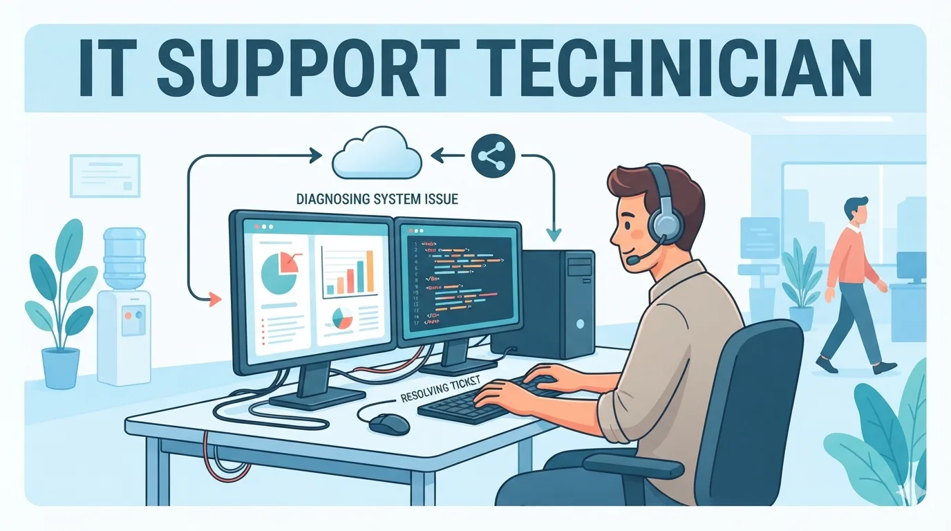IT-supportmedewerker aan het werk zonder diploma