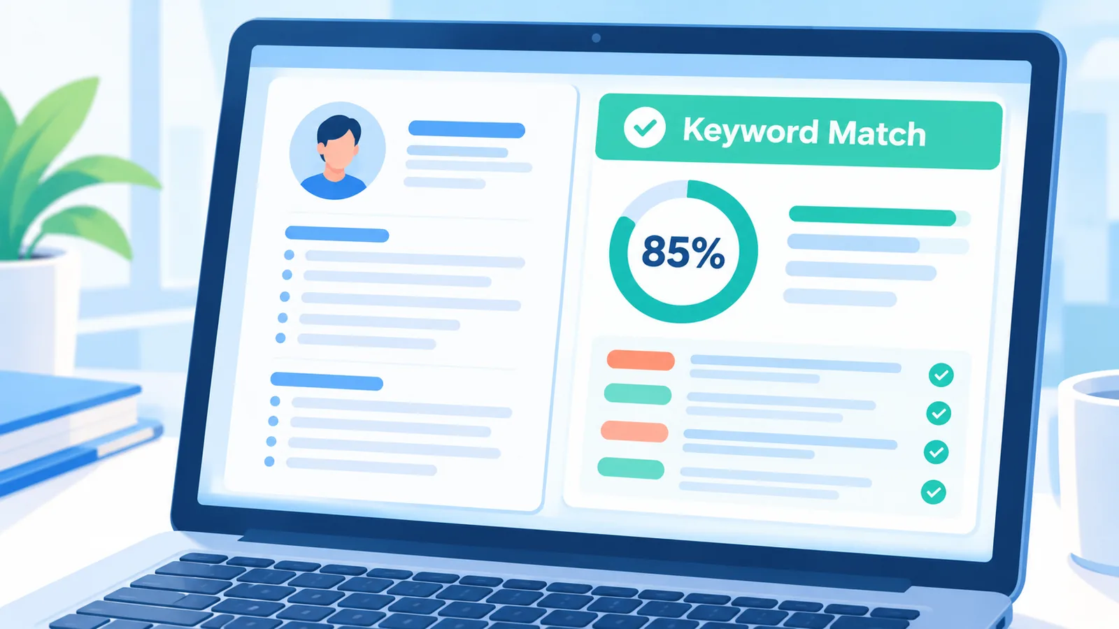 Digitaal scherm dat een ATS-scanresultaat van een cv toont