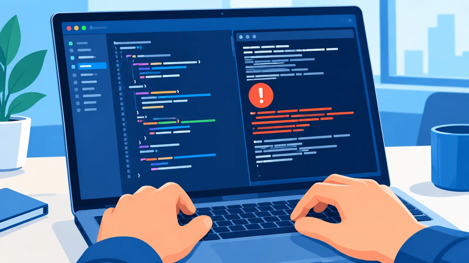 Terminalscherm met code editor bij het hervatten van een sessie