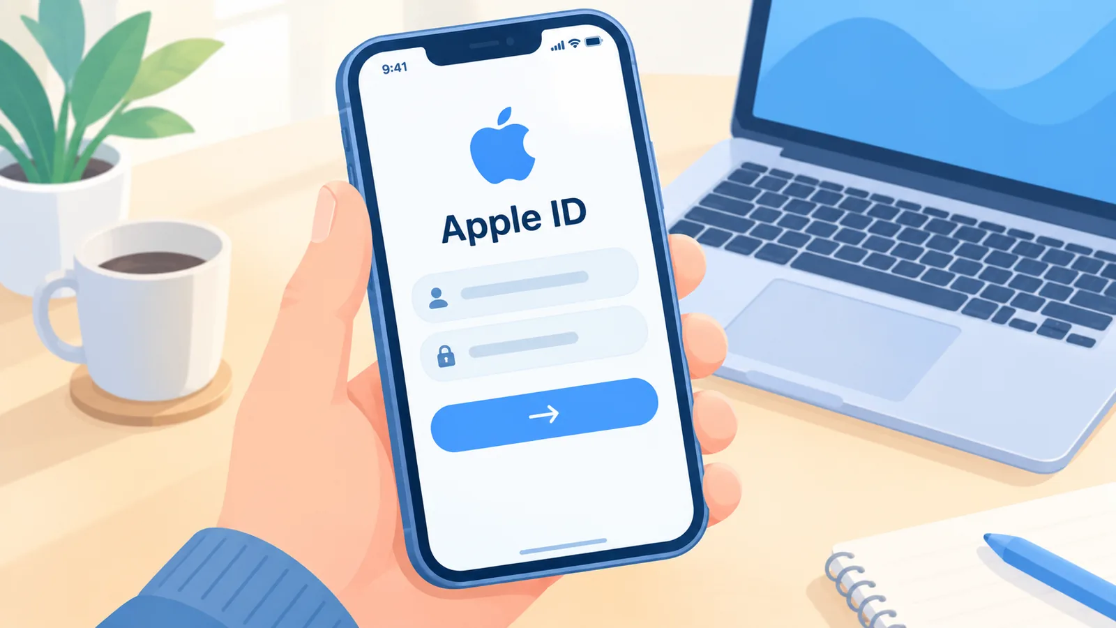 Smartphone toont aanmeldscherm van Apple ID