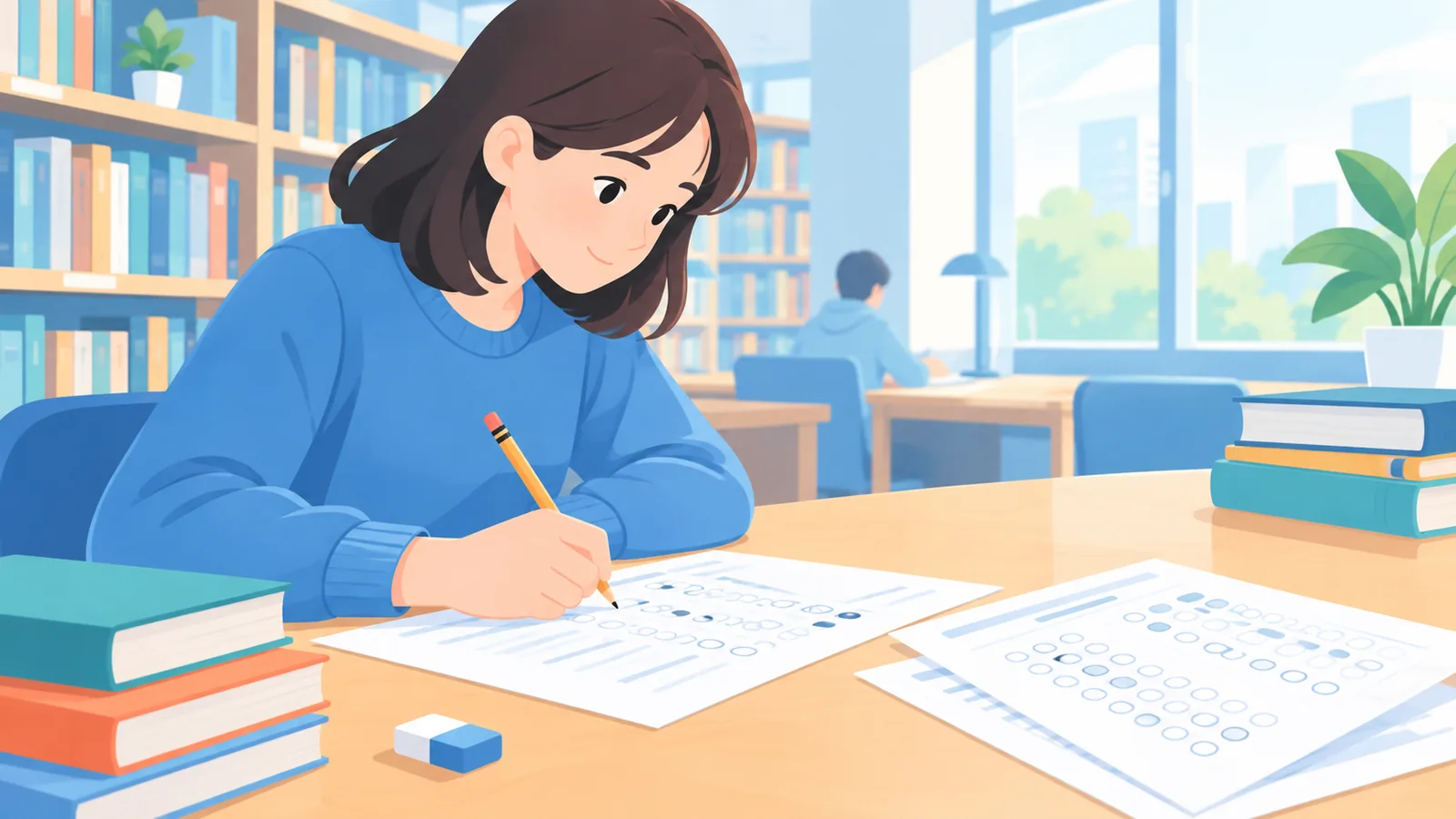 Student maakt een oefentoets als nulmeting