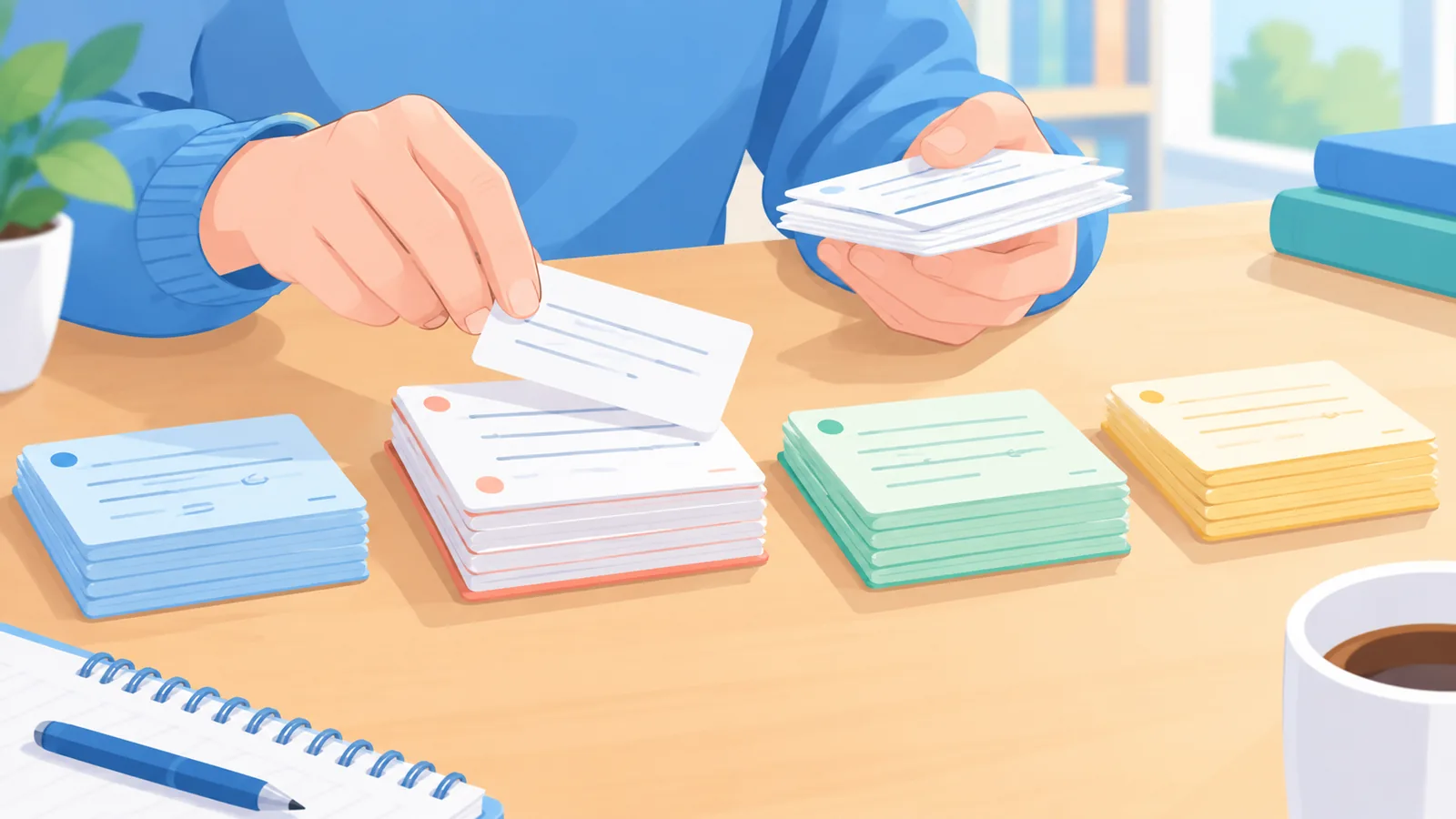 Flashcards in stapels voor gespreid herhalen