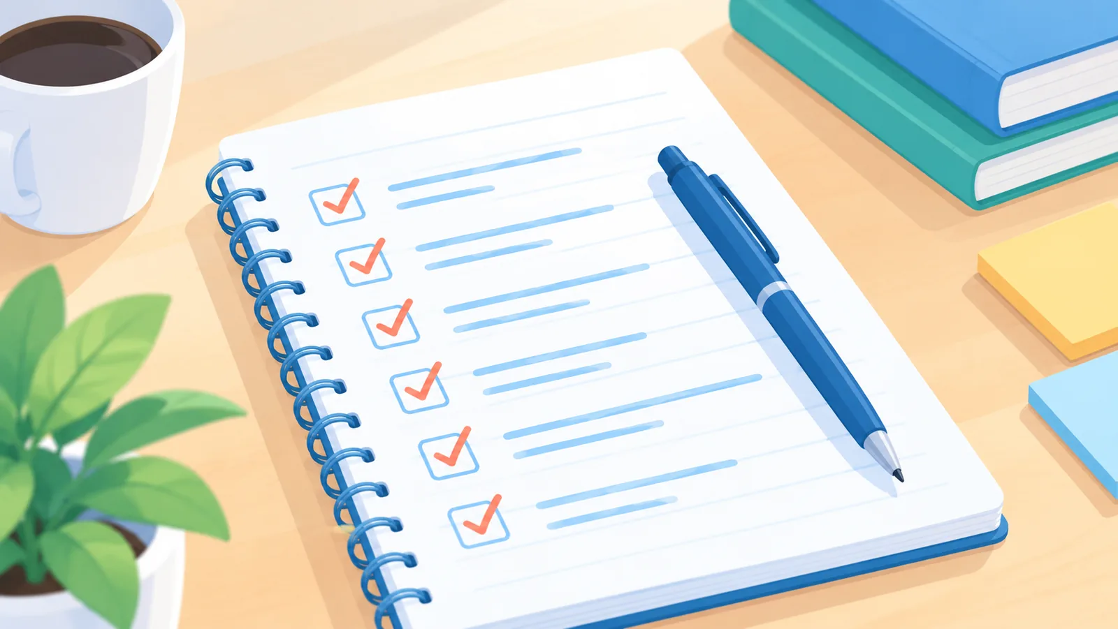 Afgevinkte checklist voor de studieplanning