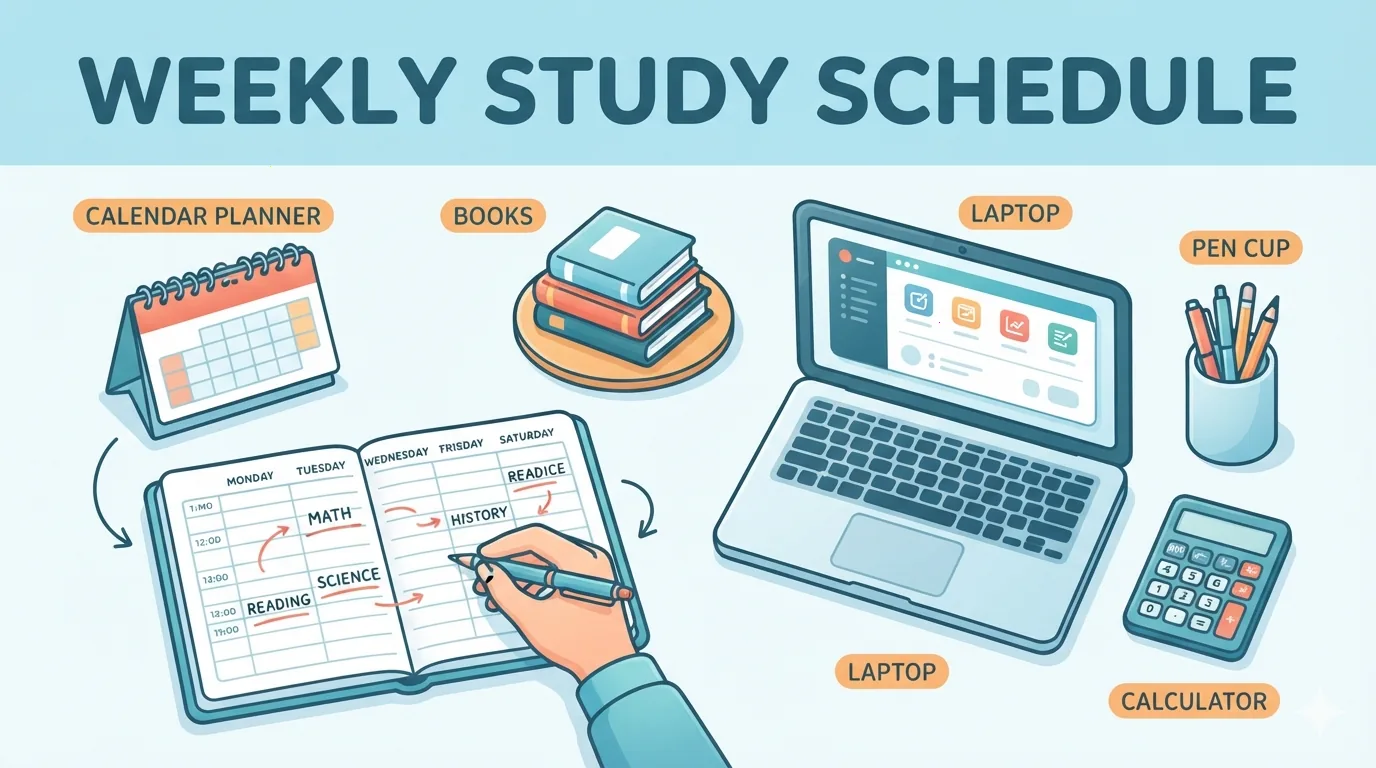 Weekplanning en kostenoverzicht voor een kruidenstudie op een bureau