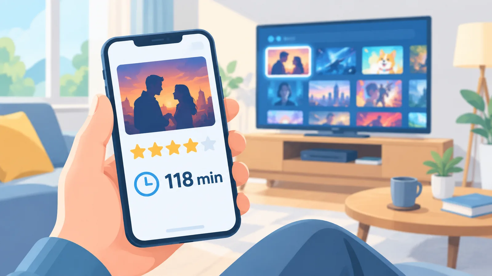 Filmbeoordeling en speelduur bekijken op een smartphone