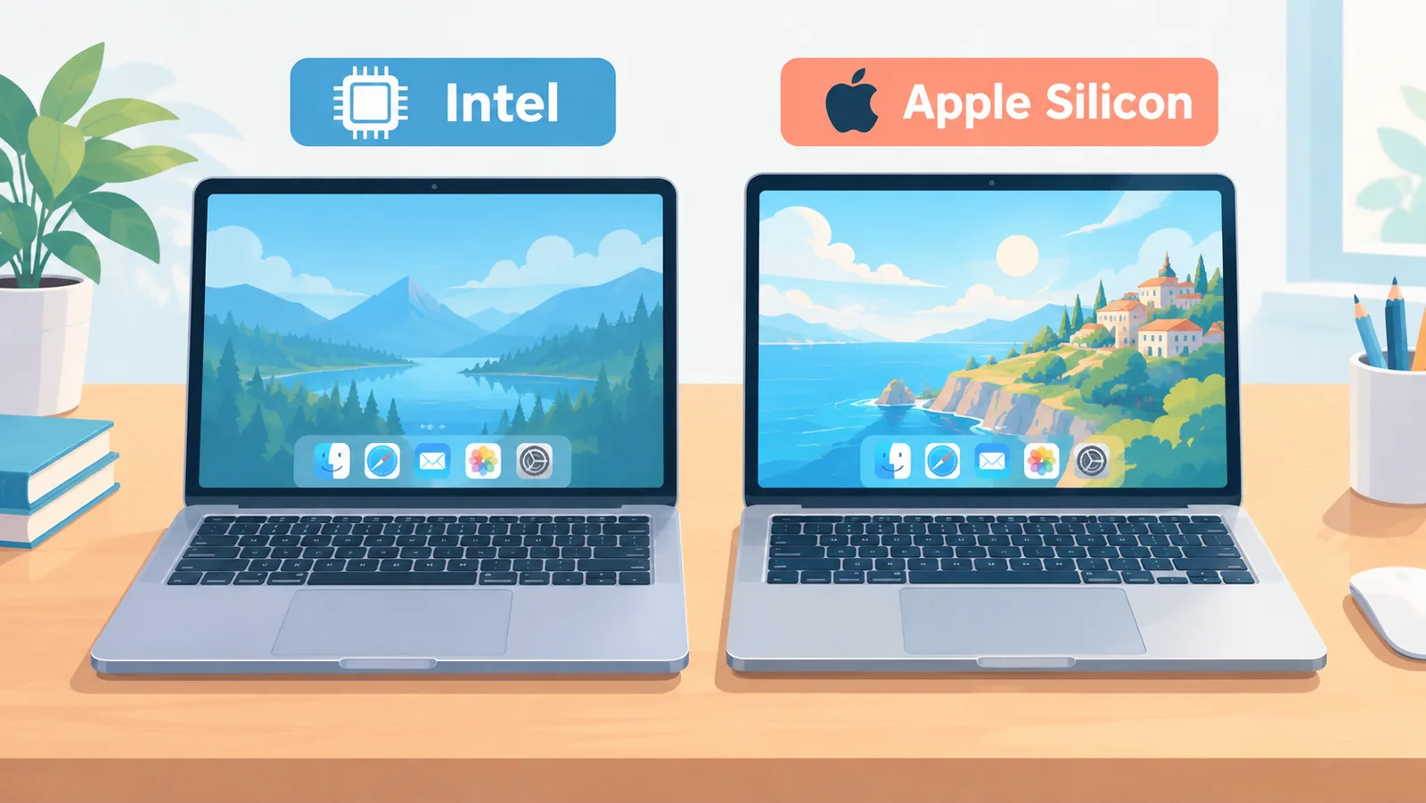 Vergelijking tussen Intel-MacBook en Apple Silicon-MacBook