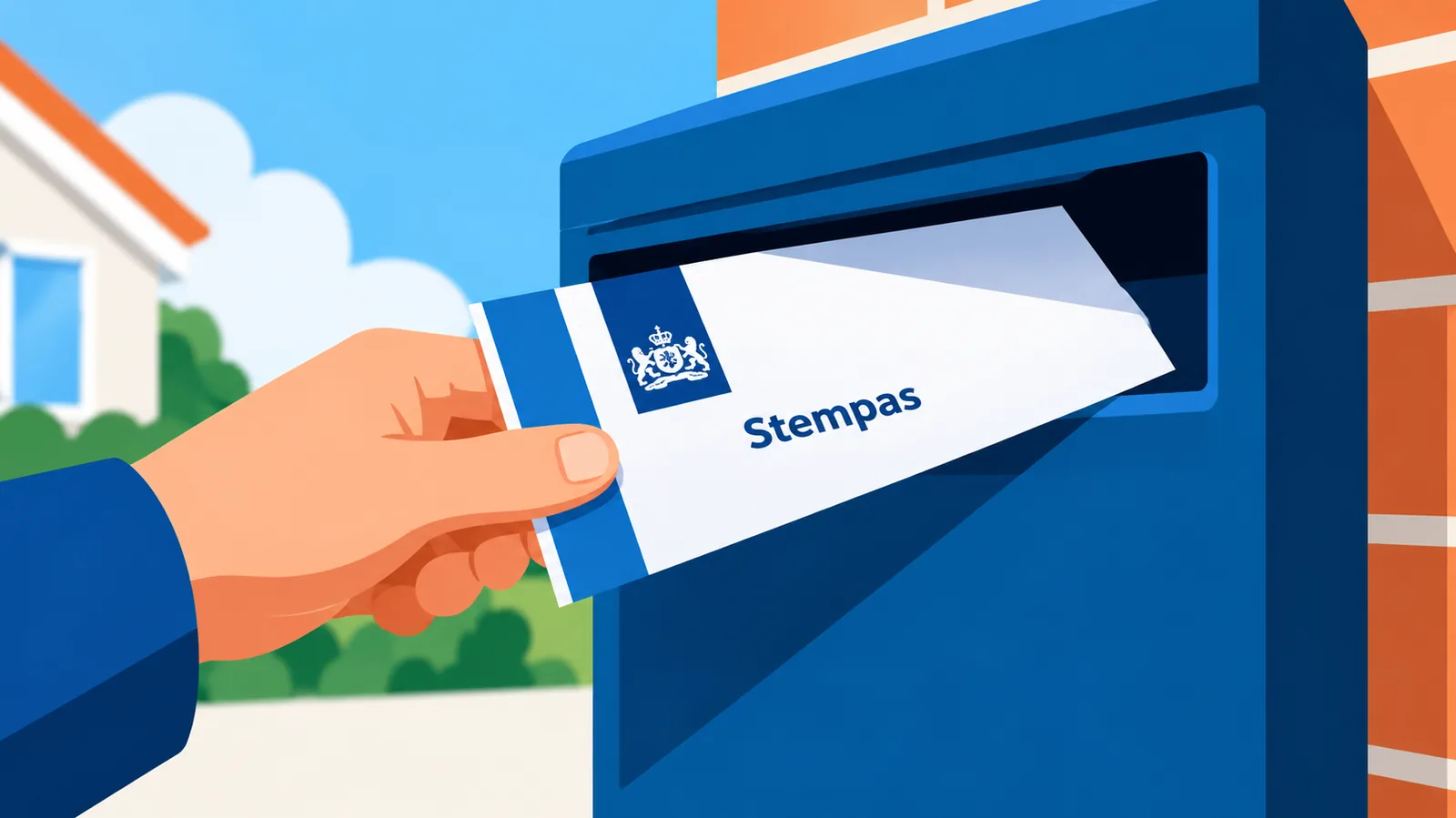 Envelop met stempas in een brievenbus