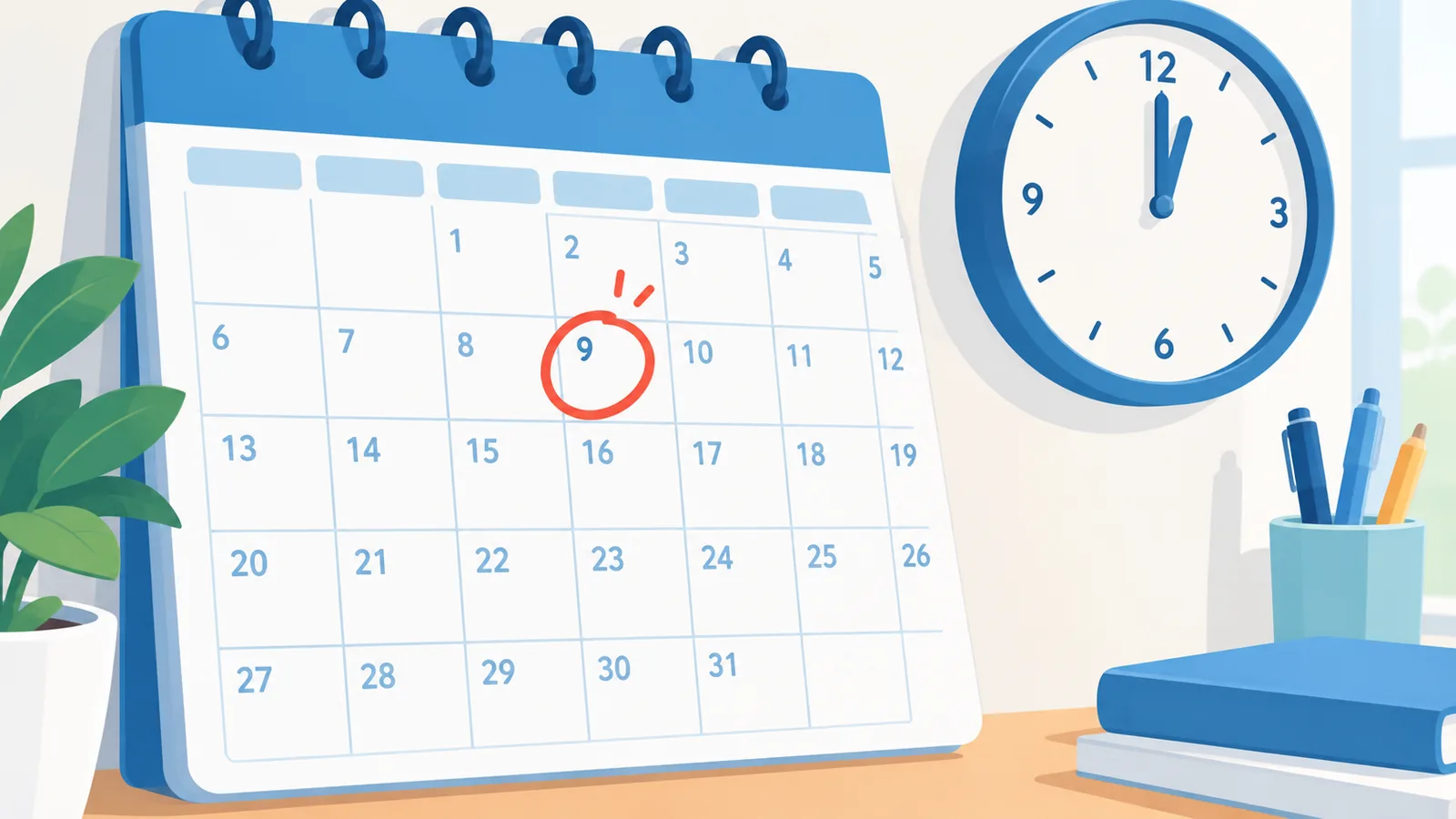 Kalender met omcirkelde datum