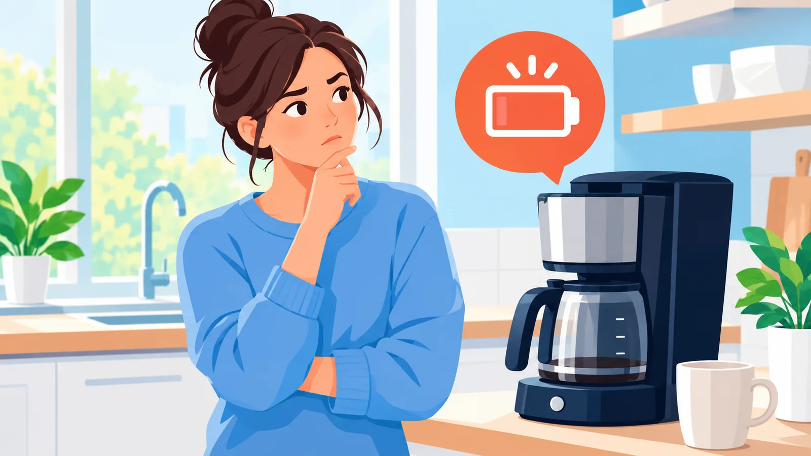 Persoon staat 's ochtends bij het koffiezetapparaat in de keuken