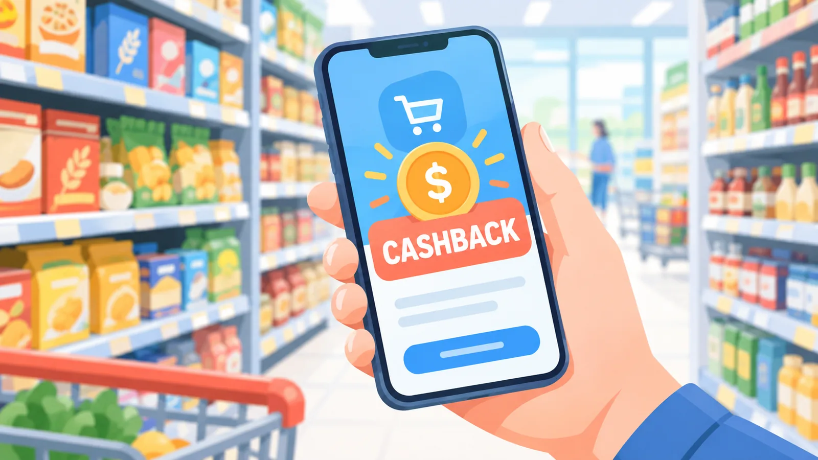 Cashback-app gebruiken tijdens het boodschappen doen in de supermarkt