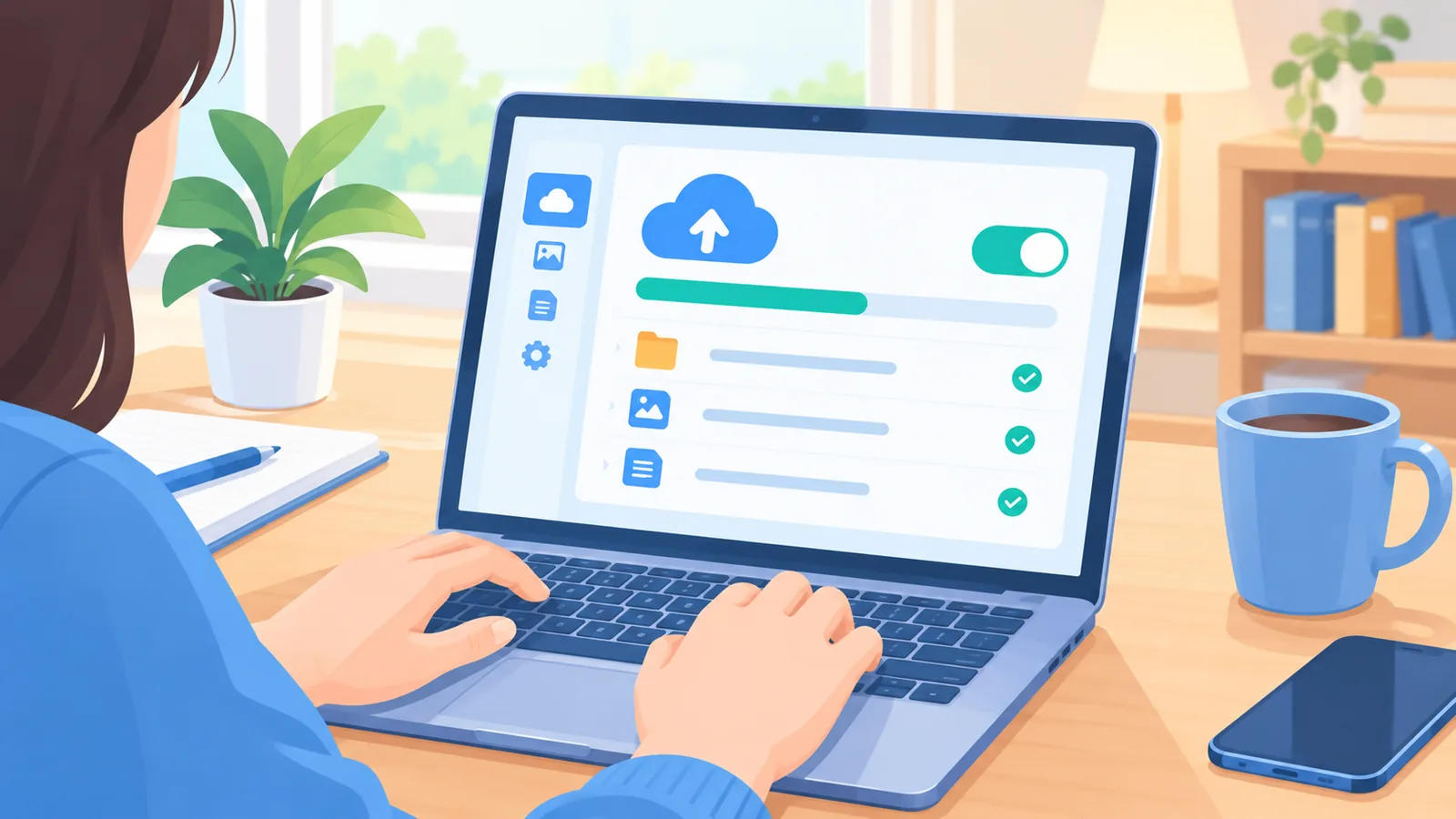 ਲੈਪਟਾਪ 'ਤੇ iCloud ਸੈਟਿੰਗਾਂ ਖੁੱਲ੍ਹੀ ਹੋਈ