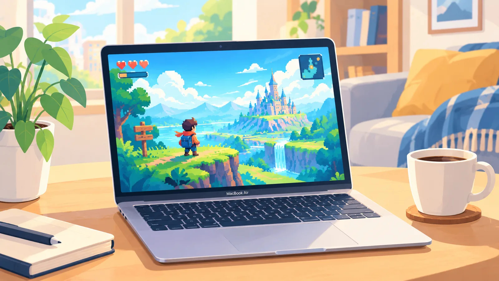 MacBook Air 'ਤੇ ਇੰਡੀ ਗੇਮ ਖੇਡਦੇ ਹੋਏ