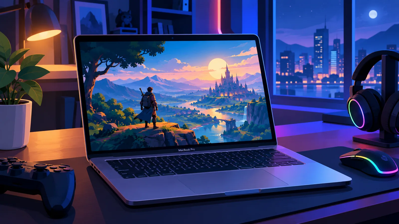 ਸਟ੍ਰੈਟਜੀ ਗੇਮ ਦਾ ਨਕਸ਼ਾ ਦਿਖਾਉਂਦਾ MacBook