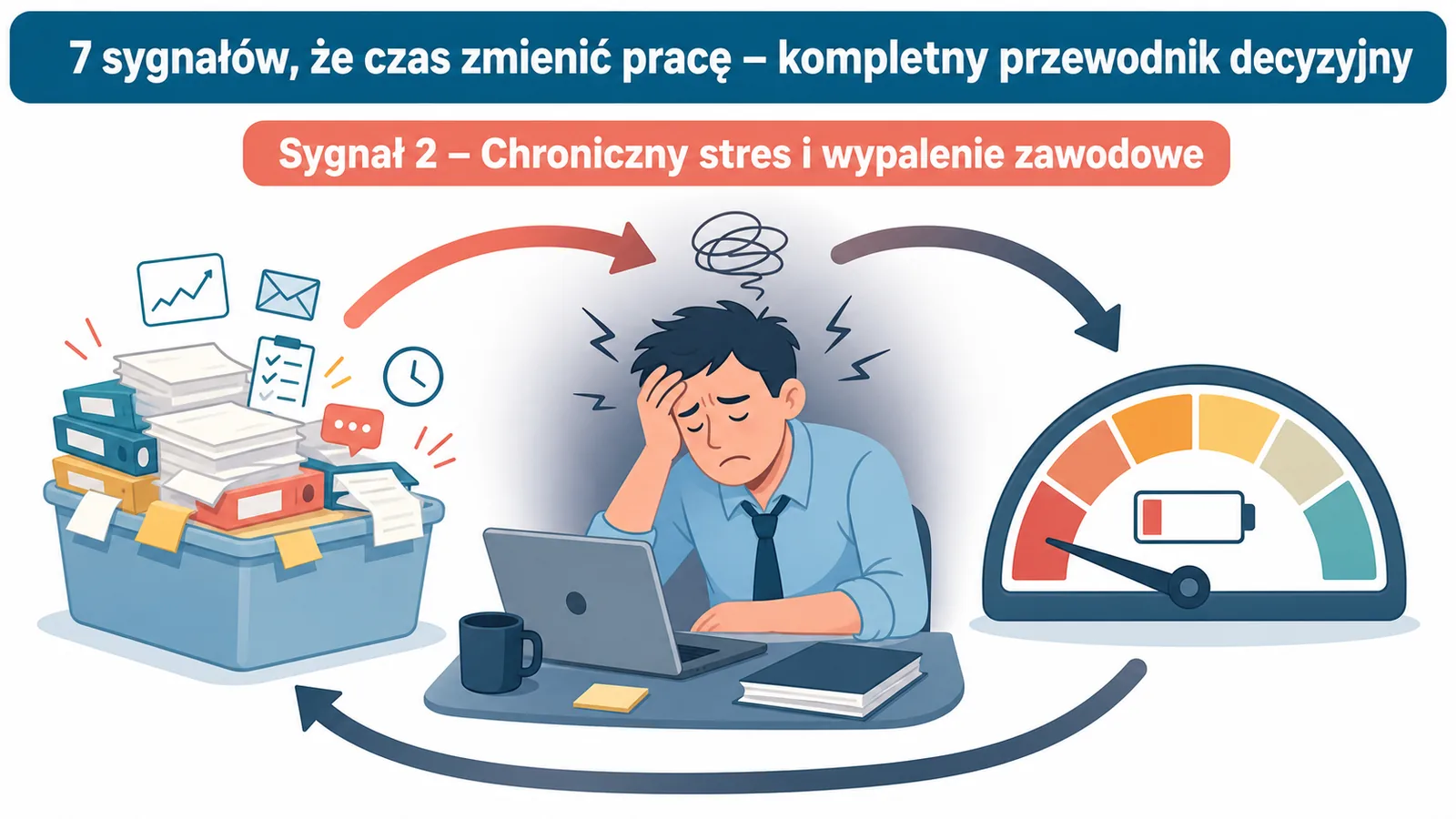 Zmęczony pracownik odczuwający stagnację zawodową
