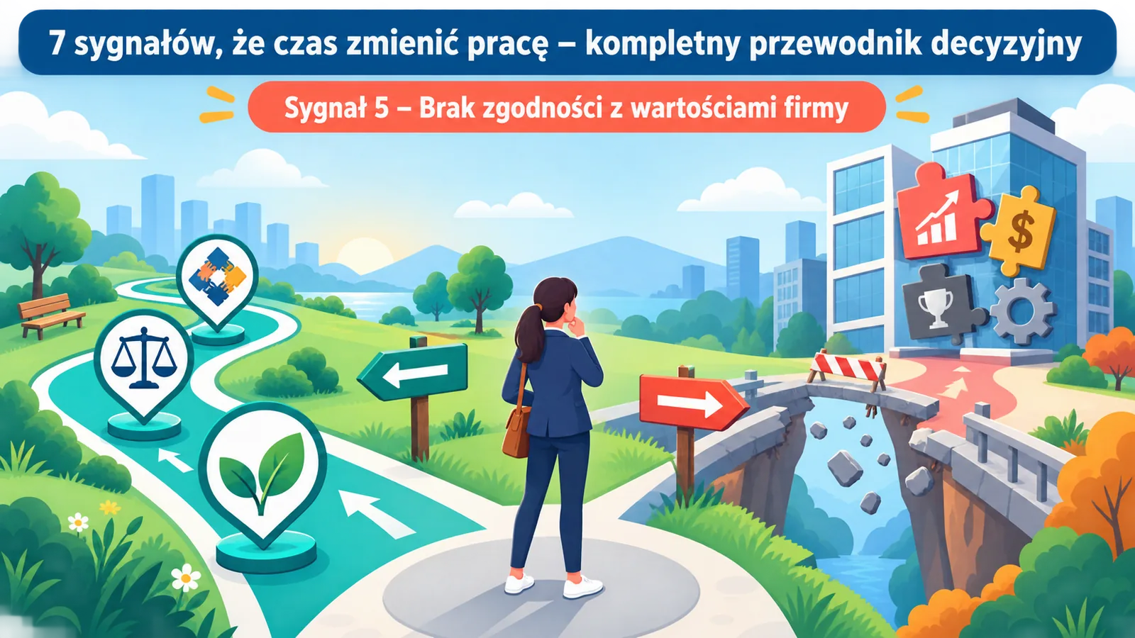 Rozdroże symbolizujące decyzję zostać czy zmienić pracę