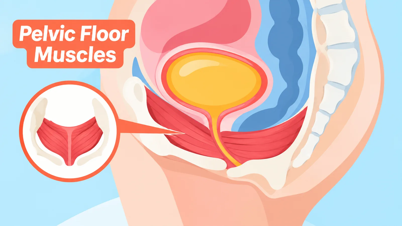 Ilustracja anatomiczna dna miednicy podtrzymującego pęcherz i macicę