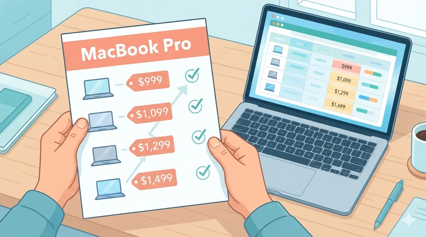 Checklista przed zakupem gry trzymana obok otwartego MacBooka