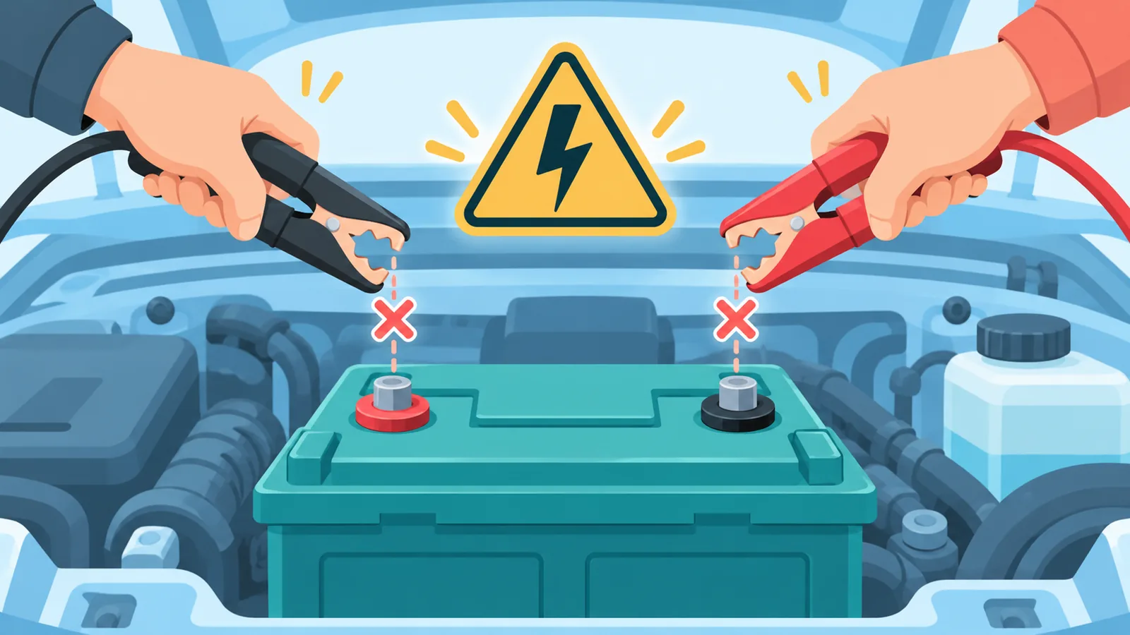 Alerta sobre erro comum ao conectar pinças invertidas