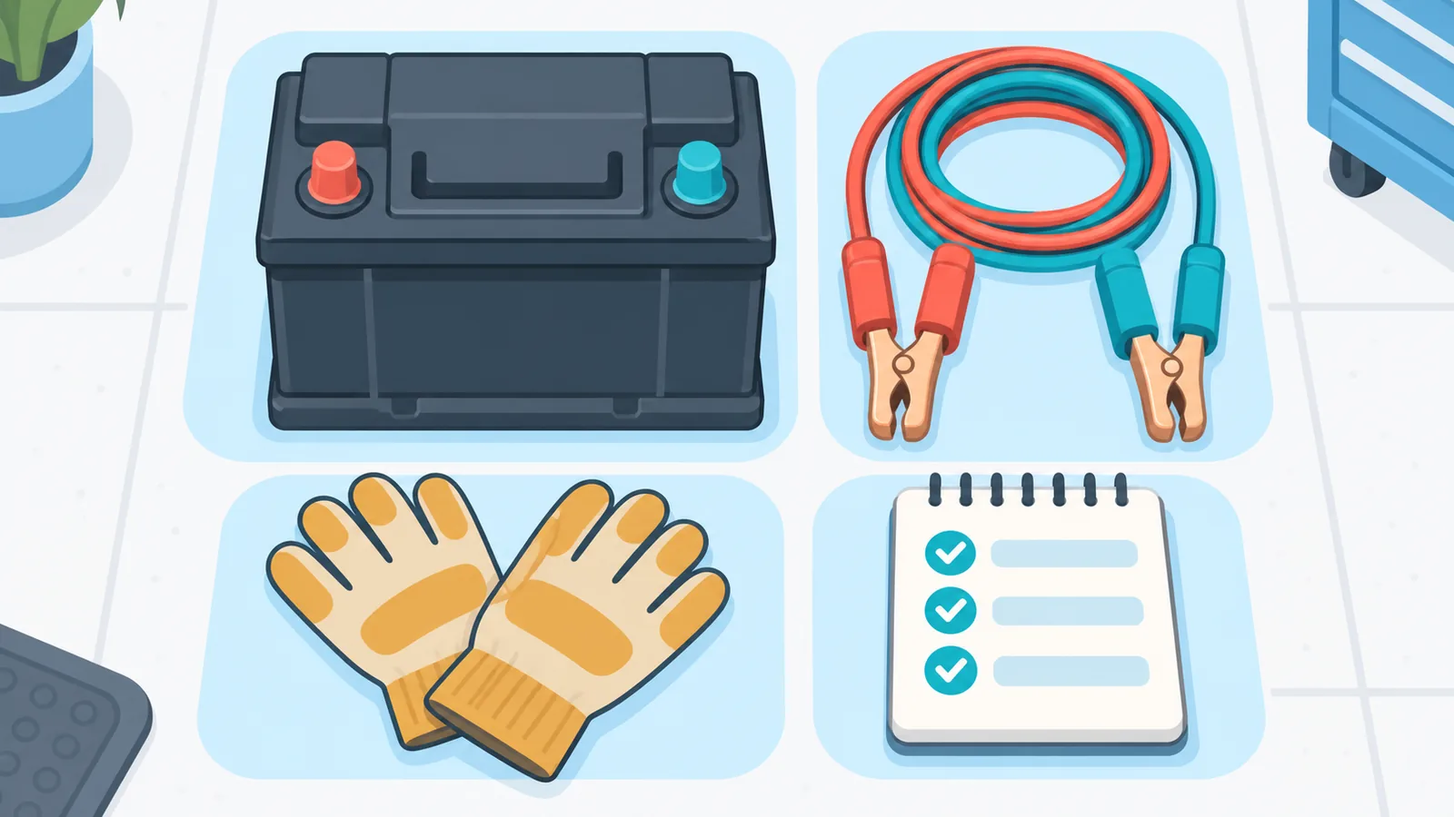 Checklist de itens antes de usar o arrancador de bateria