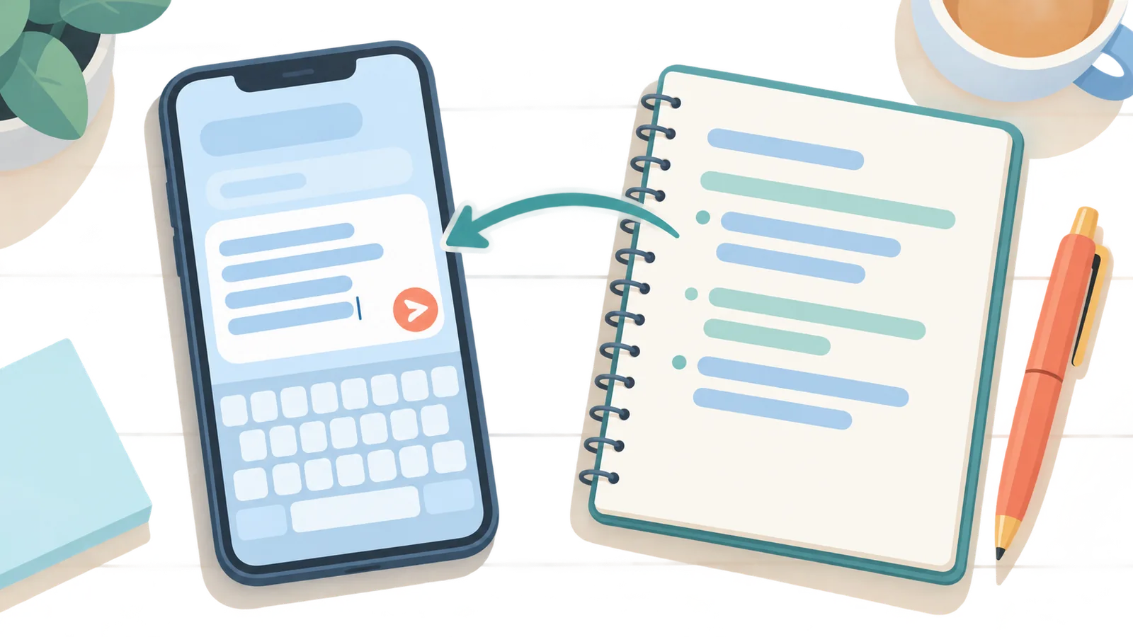 Passos para escrever uma nota em um aplicativo de rede social