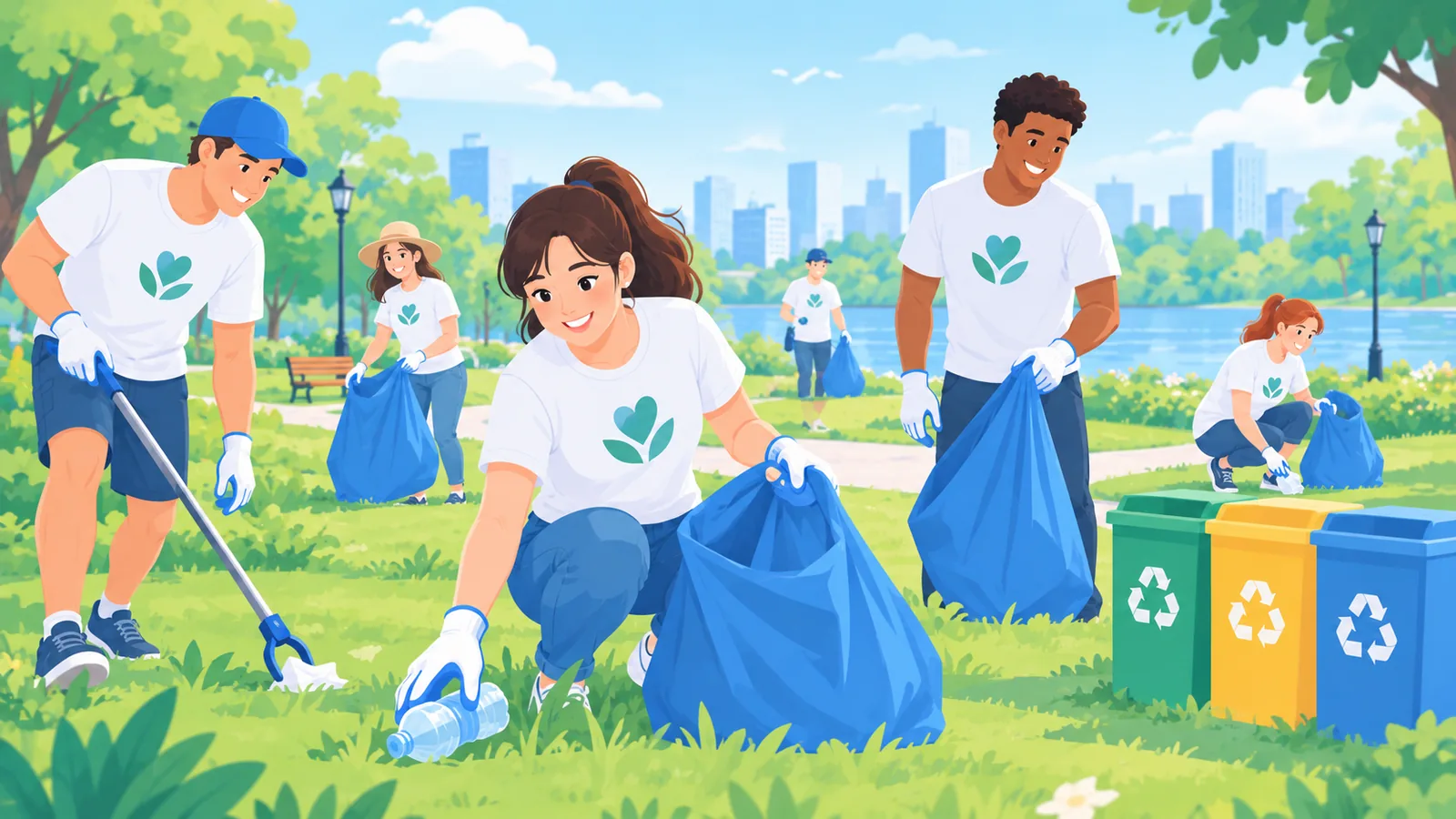 Ação comunitária de voluntariado ao ar livre no Brasil