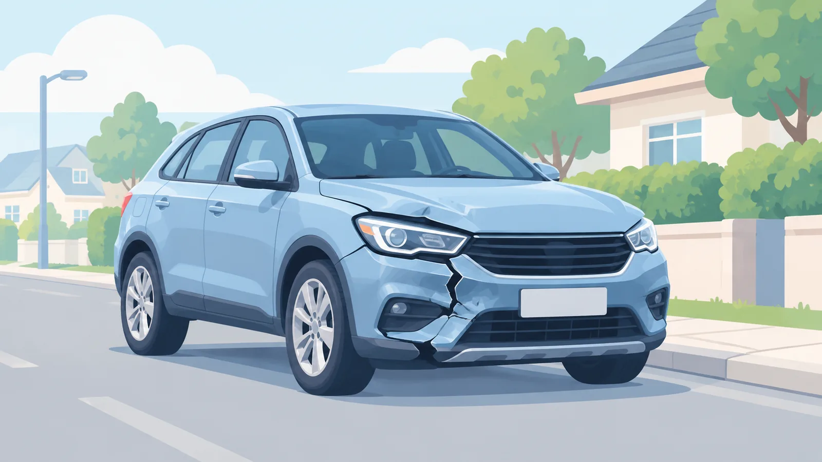 Carro danificado representando um sinistro de seguro