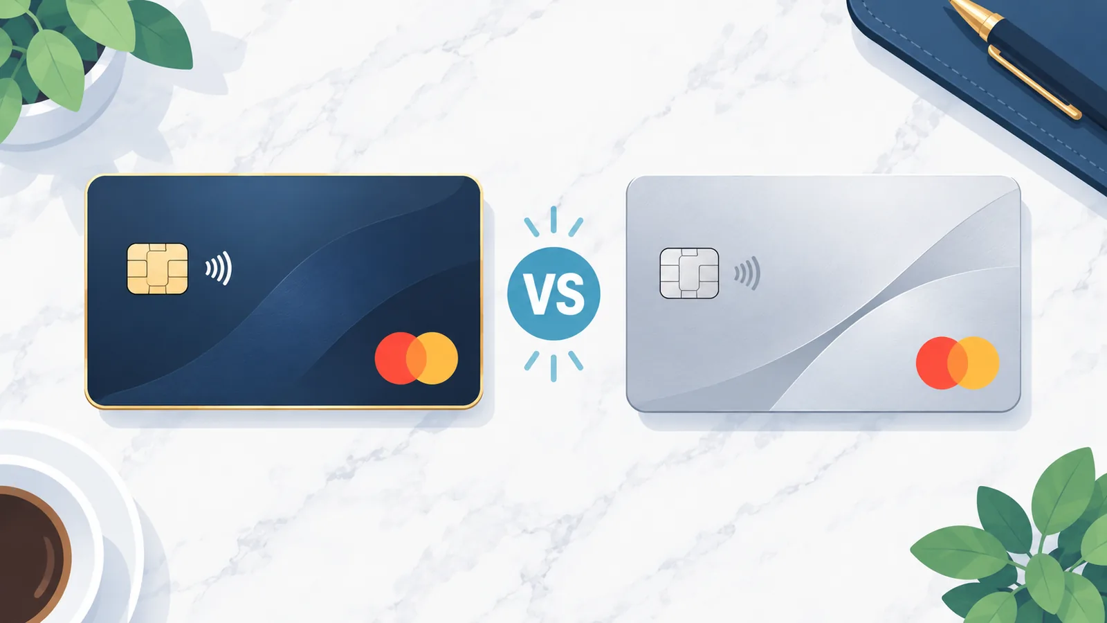 Comparação entre dois cartões premium lado a lado