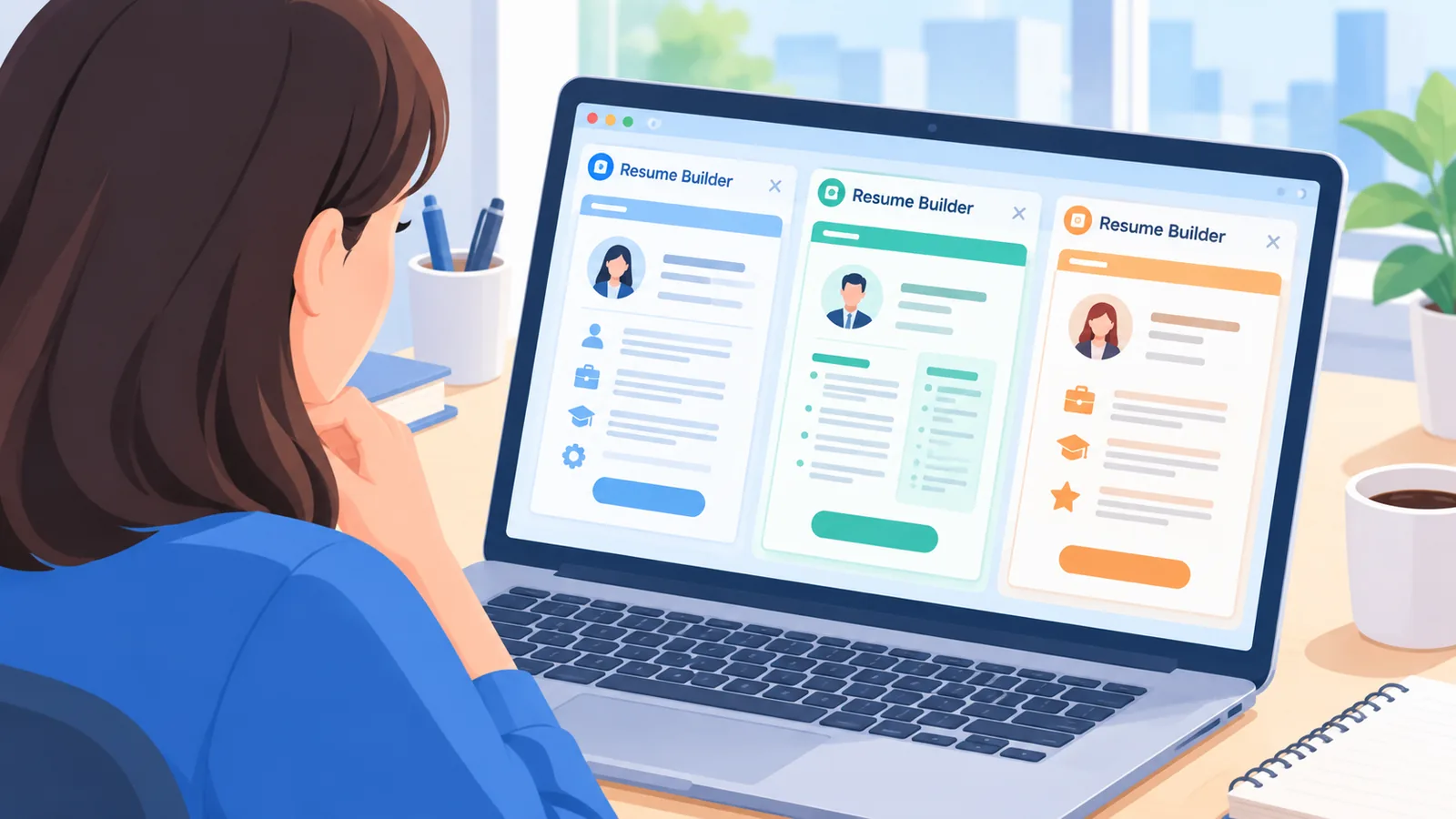 Ecran de calculator afișând mai multe platforme de generare CV