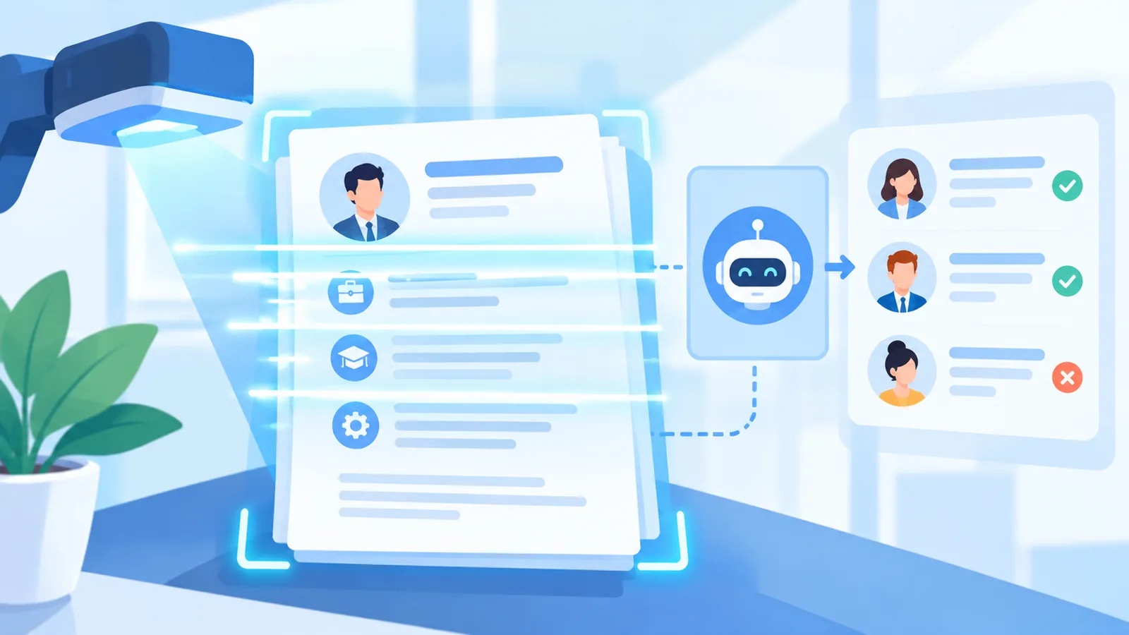Diagramă reprezentând procesul de scanare automată a unui CV