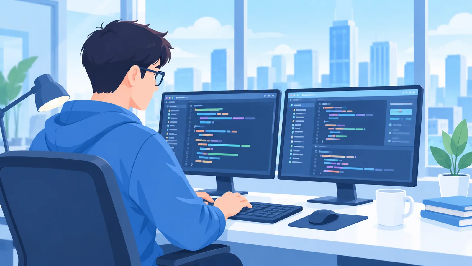 Dezvoltator software lucrând într-un job IT bine plătit